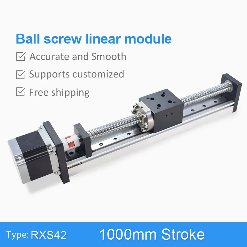 200//300//500mm Sliding Table Rail Linear Motion Guide Ball Screw aluminum alloy