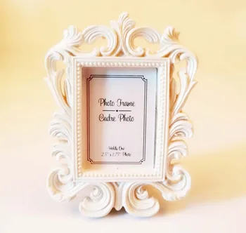 

Free Shipping 50pcs wedding favor resin photo frame decoration baroque rahmen white Furnishing articles a gift for guests