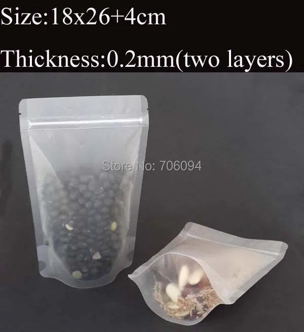 

18x26+4cm(7.1''x10.2'') Matte clear Ziplock PE plastic bag standup semi-transparent zipper gift Packing bag 100pcs/lot