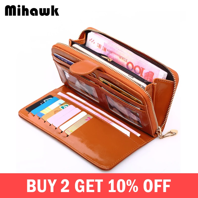 

Mihawk New Women Big Capacity Wallets Female Split PU Leather Purses Long Clutch Lady Zipper Hasp Purse Money Bag ID Card Holder