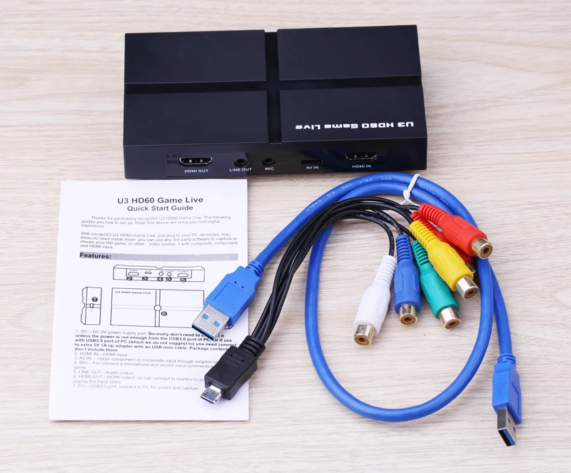USB 3,0 HD 1080P игровая карта захвата видео запись коробка с OBS живое видео потоковое, с микрофоном в HDMI/YPBPR/AV, Windows Linux Os X