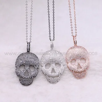 

High quality micro pave Zircon pendant necklace Skull pendant necklace Fashion wholesale jewelry Chain necklace 3519
