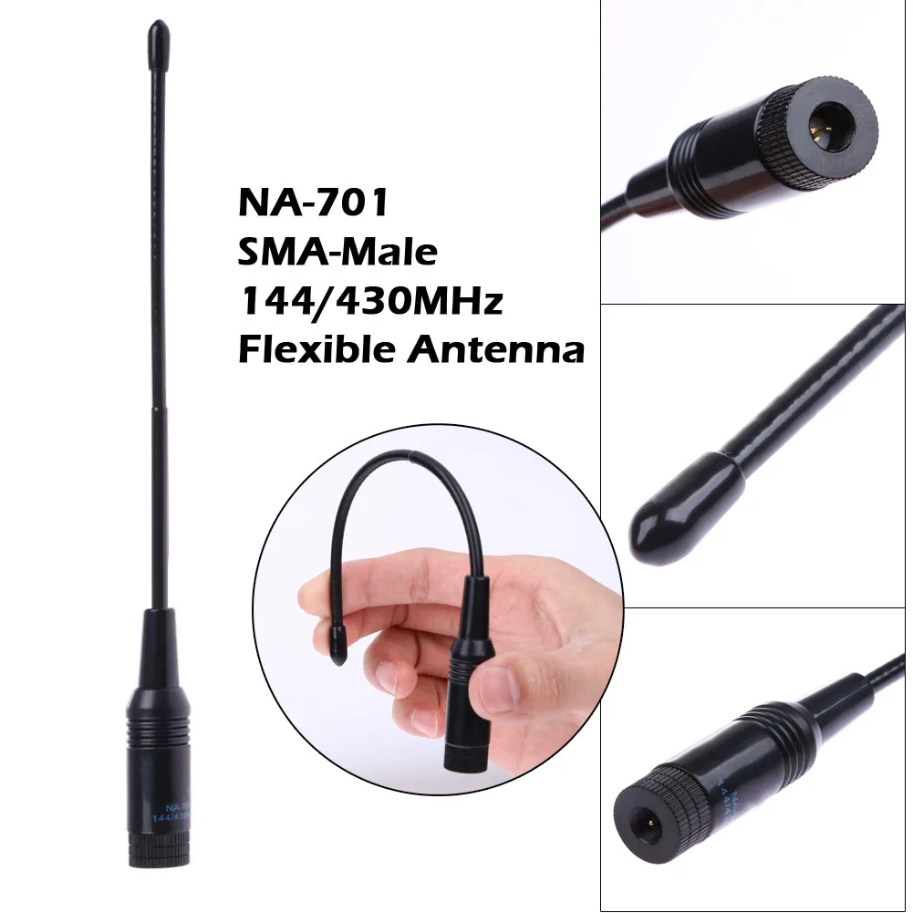 Двухдиапазонная 144/430 МГц NA-701 SMA-Male радио гибкая антенна для Vertex Kenwood Baofeng UV-3R UV-100