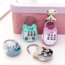 Cadeado mala com senha de desenho animado, cadeado para bagagem de gato, mochila, mini cadeado chaveiro, diário, trava de código, 1 peça