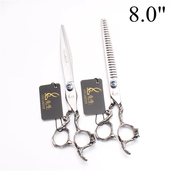 

8.0" 22.5cm 440C Mr Rabbit Cutting Shears Thinning Scissors Mascotas Hair Scissors Kit Grooming-for-dog Pets Flur Clippers T9006