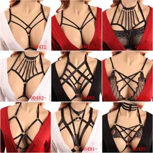 Готические сексуальные короткие топы женские Полые эластичные клетчатые бюстгальтеры повязки на бретельках бюстгальтер на бретельках колготки с бретельками