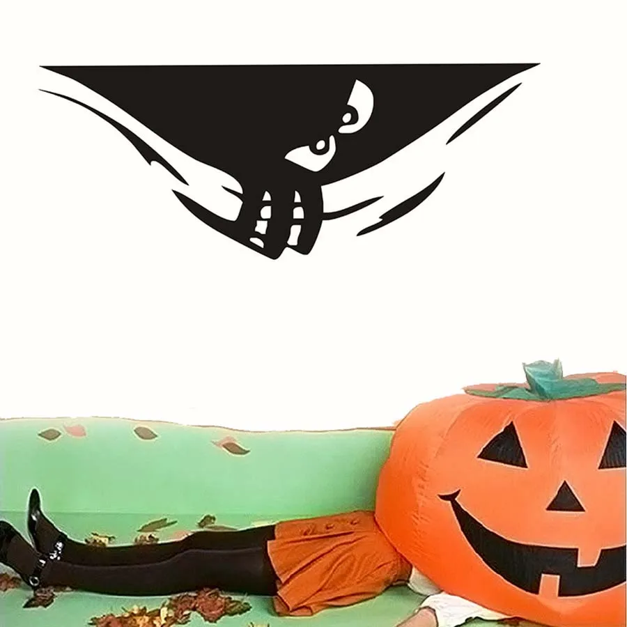 Sneaky Peeking Monster Хэллоуин наклейки для вечеринки современные настенные детей