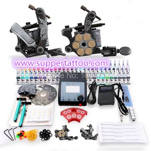 Beginner Tattoo Kit 2 Machine Guns 54 color Ink Power Tips Needles Supply | Красота и здоровье