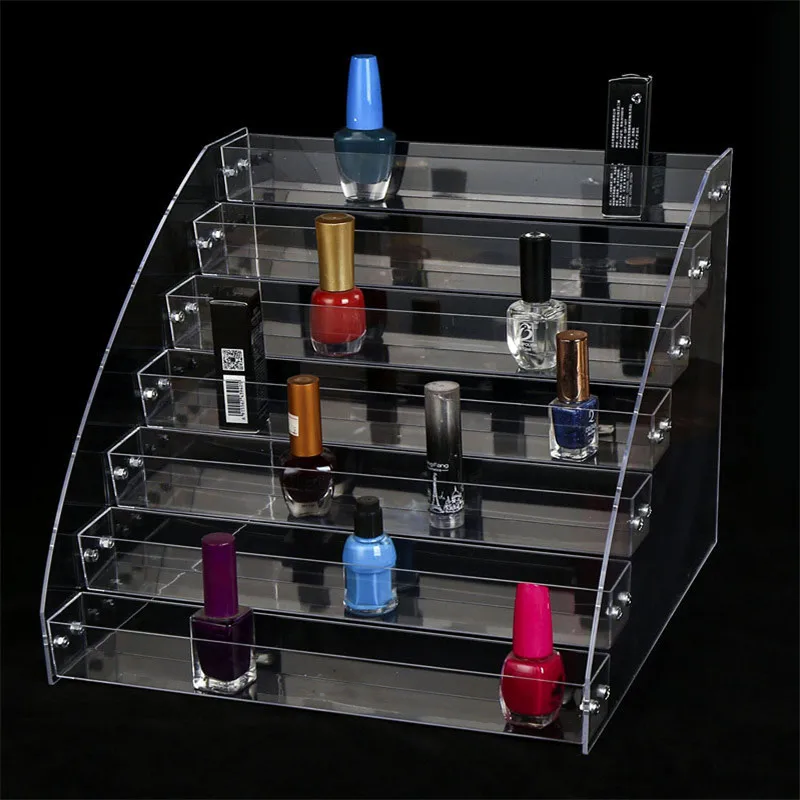 Fashion Multi-layer Nail Polish Display Stand Acrylic Clear Lipstick Cosmetics Varnish Display Stand Holder Organize Storage Box