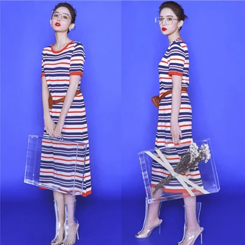 

2019 Dress Sexy Gulnazar Celebrity Striped Slashes Women Elegant Short O Neck Night Club Bandage Body con Party Dress Wholesale