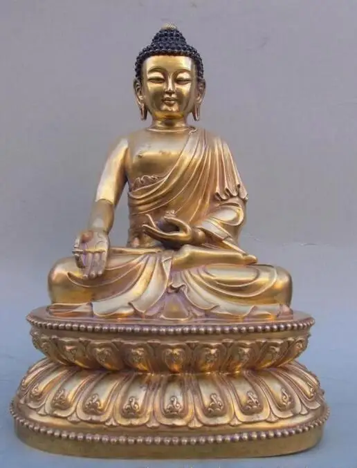 

Tibet Buddhism 100% Pure Bronze 24K Gold Sakyamuni Tathagata buddha statue