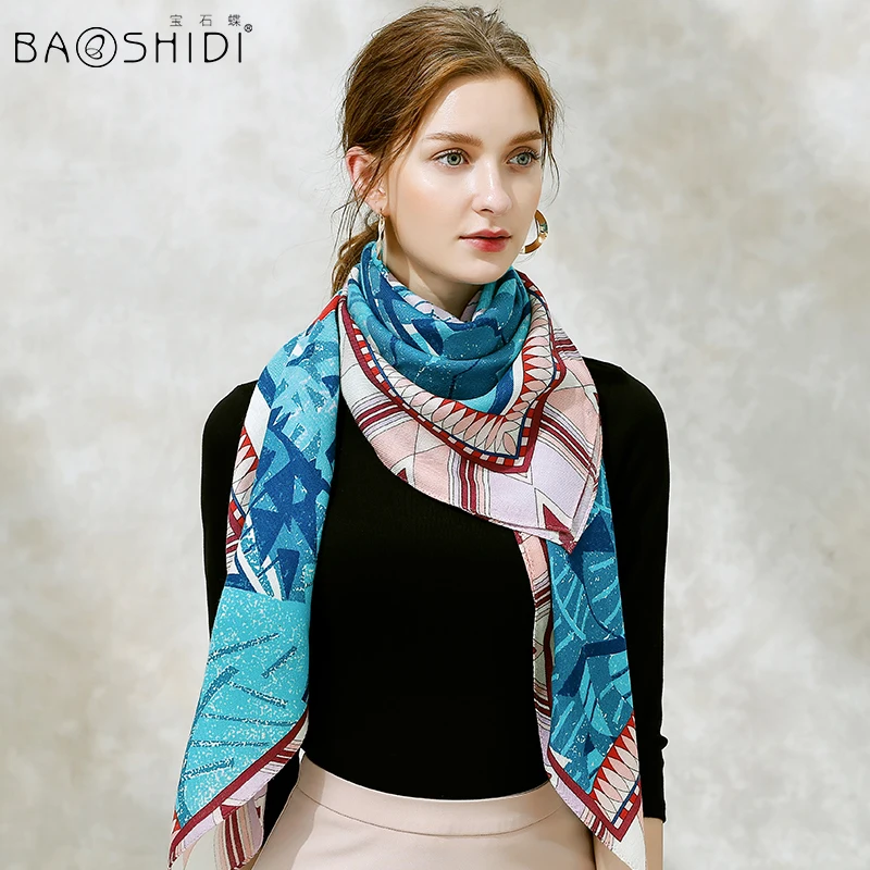 BAOSHIDI/2017 модные зимние шарфы из 100% шерсти для женщин теплые мягкие элегантные