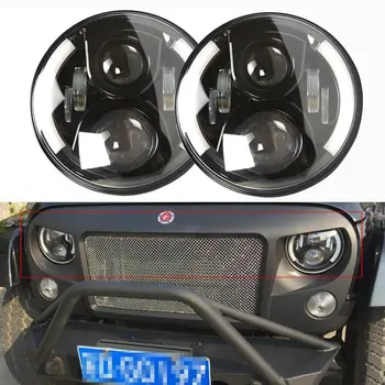 

2 Pieces 7inch Off road Led Headlight 80W Round Halo Ring High/Low Beam 7" DRL Headlight Led For Jeep Wrangler Harley Headlight