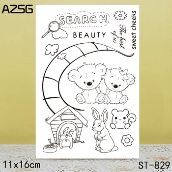 

AZSG Moon/Rabbit/Bear Clear Stamps For DIY Scrapbooking/Card Making/Album Decorative Silicone Stamp Crafts