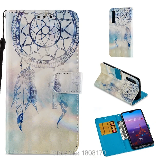 Кожаный чехол бумажник C ku с объемным цветком из мультфильма для Huawei P20 PRO Enjoy 9S 7C 7S
