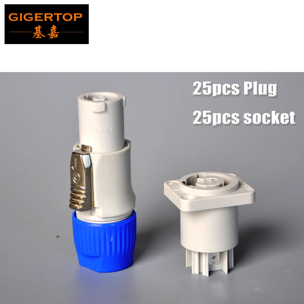 

Factory Directly Sales 25 Sets Stage Light Power Out Connector with Power Socket Good Plastic Materials 3 Pin Lockable Design