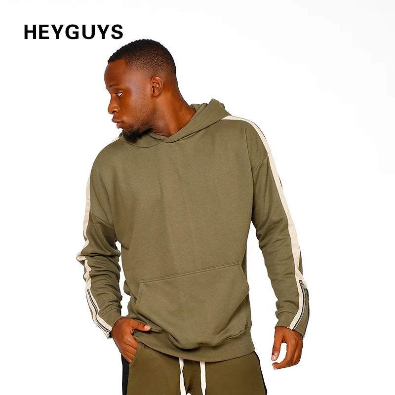 

HEYGUYS green high street wear pullover Men sweatshirts men Hip Hop Streetwear pure Sweatshirts wear Clothing fleece clothes