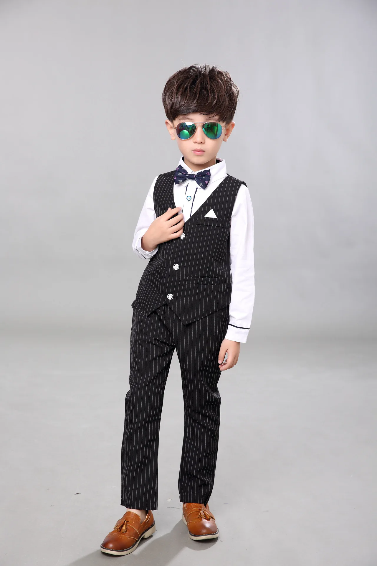 Boys Fashion Short Suits Vest Pants Set Kids Slim Fit 2pcs Suit Set For Boys Formal Classic Costume Wedding Birthday Party Suit