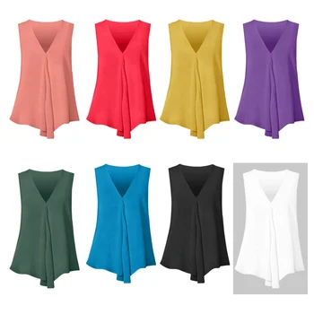 

Newly Ladies Chiffon Sleeveless Loose Irregular Hem Blouse Tops for Summer Plus Size DO99