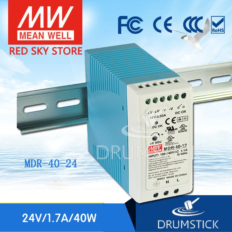

Redsky [free-delivery 5Pcs] MEAN WELL MDR-40-24 24V 0.83A meanwell MDR-40 39.8W Single Output Industrial DIN Rail Power Supply