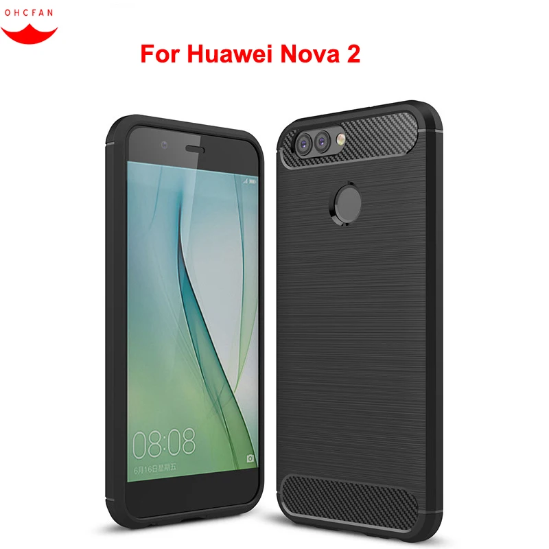 Luxury Phone Case For Huawei Nova 2 Cover 5.0 inch Shockproof Silicone Brushed Style Fundas Shell |