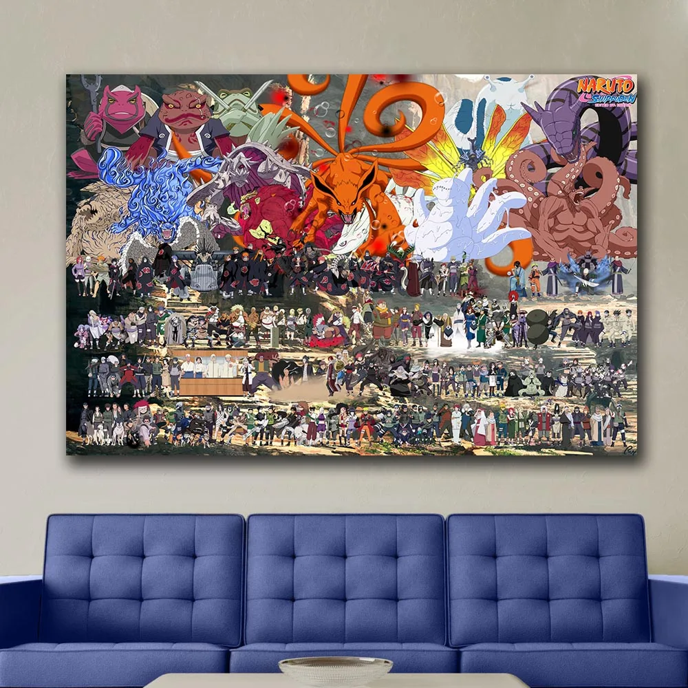 

Wall Art Canvas HD Anime Naruto all members Poster Print Hot Anime Wall Art Painting Art Pictures For Living Room Home Decor