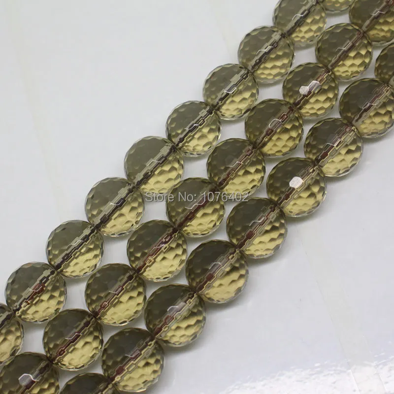 

MIni.order is $7! Wholesale is 28pcs.14mm Faceted Smoky Brown Quartz Round DIY Loose Beads 15"