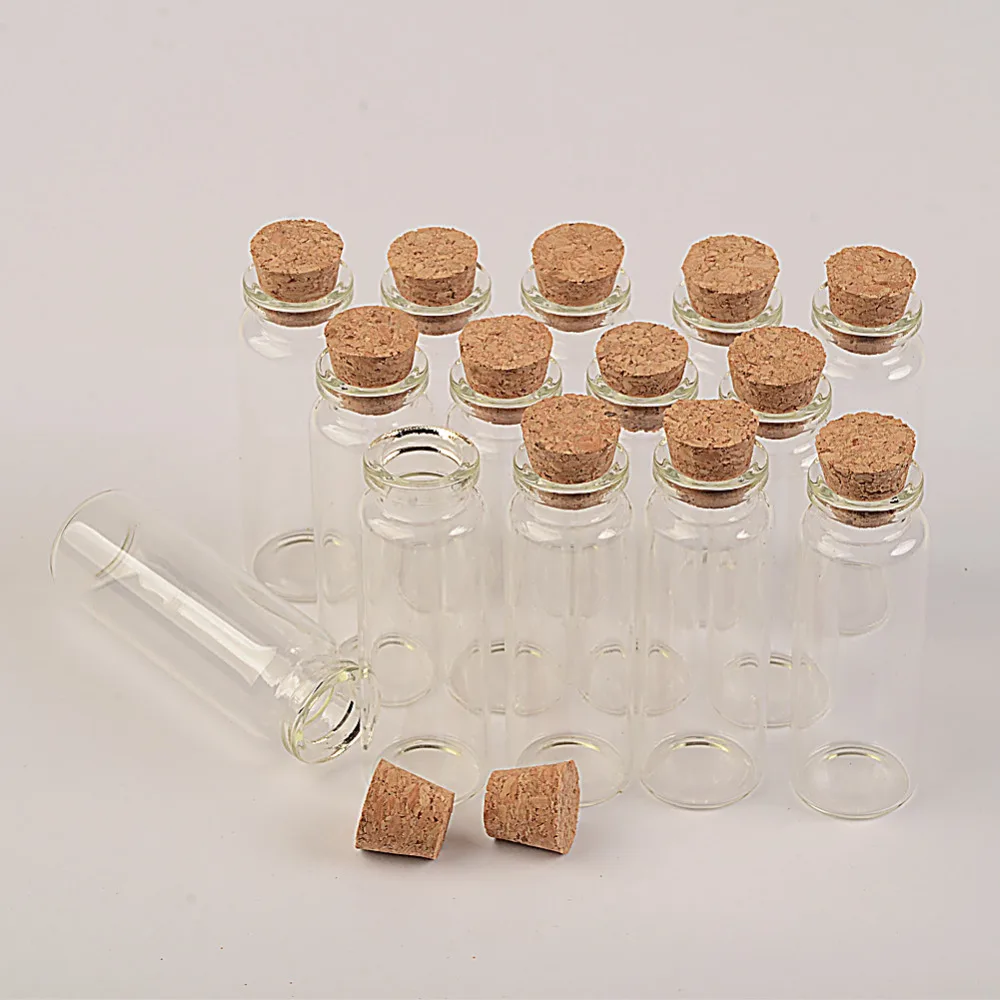 

22x65x12.5 mm 15 ml Glass Bottles With Corks Perfumes Wishing Bottles Creative Decorative Glass Vials Pendants 100 pcs