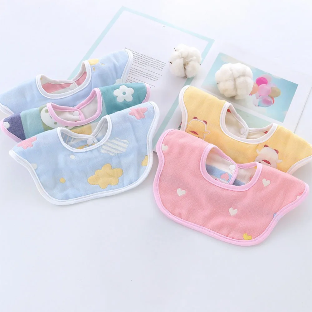 6 Layer Baby Bib Saliva Towel Can 360°Rotate Petal Absorption Bandana Bibs Burp Cloths for Drooling And Teething