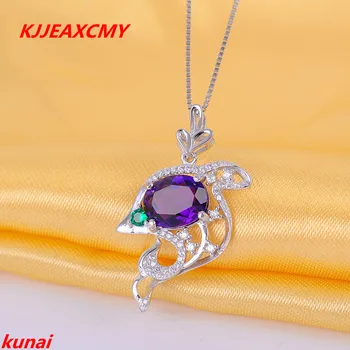 

KJJEAXCMY boutique jewels 925 pure silver, simple porpoise, porpoise, amethyst, pendant and necklace