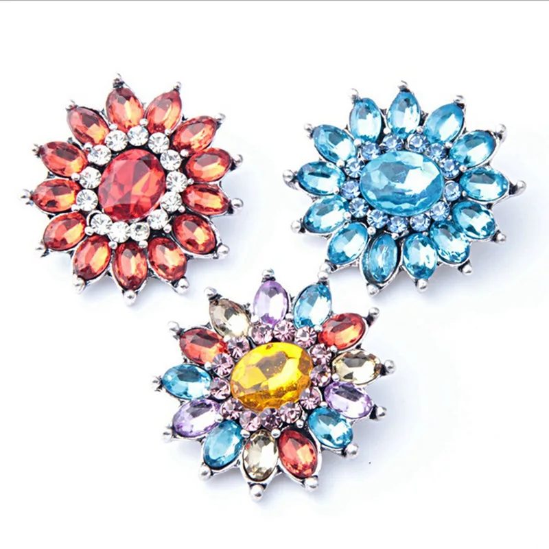 

Flower crystal snap 18 mm snap button for snap armband fit button bracelets NC4212
