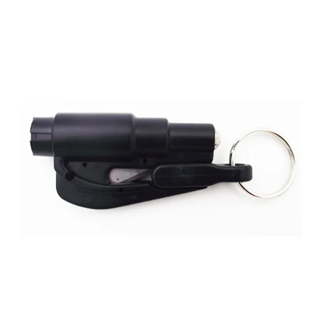 Авто 3 в 1 Мини Ключ спасательный молоток защитный молоток брелок для ключей нож ремень безопасности резак разбитое стекло авто аварийный - Название цвета: Черный