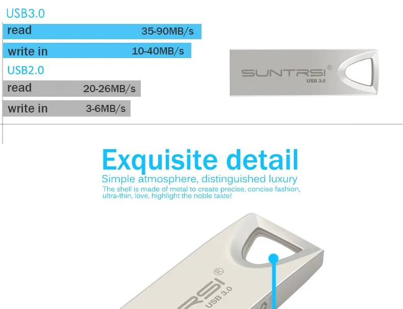 Suntrsi USB 3,0 Флешка 8 ГБ 16 ГБ 32 ГБ металлическая высокоскоростная USB флешка 64 Гб USB флешка Водонепроницаемая реальная емкость