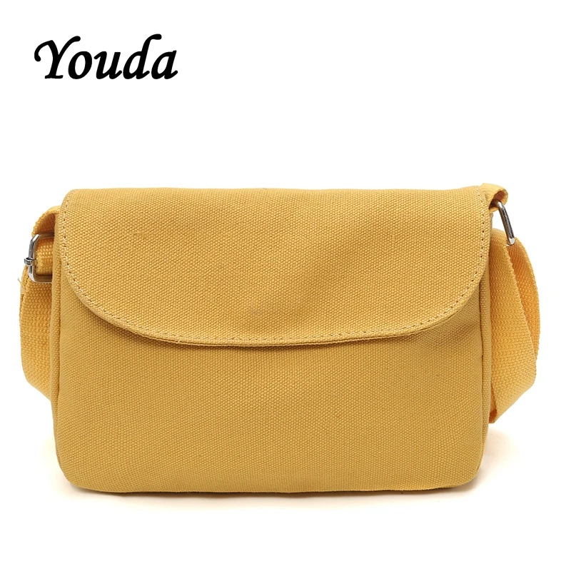 

Youda Women's Solid Color Shoulder Canvas Bags Student Leisure College Style Messenger Bag Simple Diagonal Mobile Phone Pouch