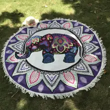 Летняя индийская фиолетовая Мандала со слоном цветка богемные кисточки гобелен навесной пляж коврик покрывало в стиле хиппи Йога коврик одеяло