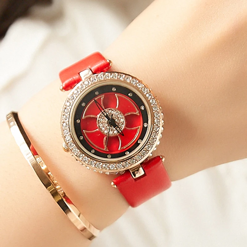 

Rose Gold Watch Woman Quartz Watches Ladies Leather Bracelet Rotating Watch Top Brand Luxury Waterproof Clock Relogio Feminino