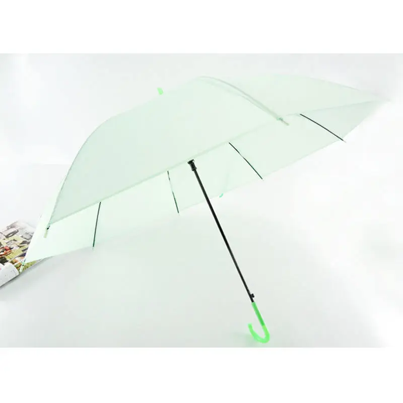 Красочный прозрачный автоматический зонт от дождя купол сувенир для свадебной вечеринки водонепроницаемый - Цвет: Зеленый