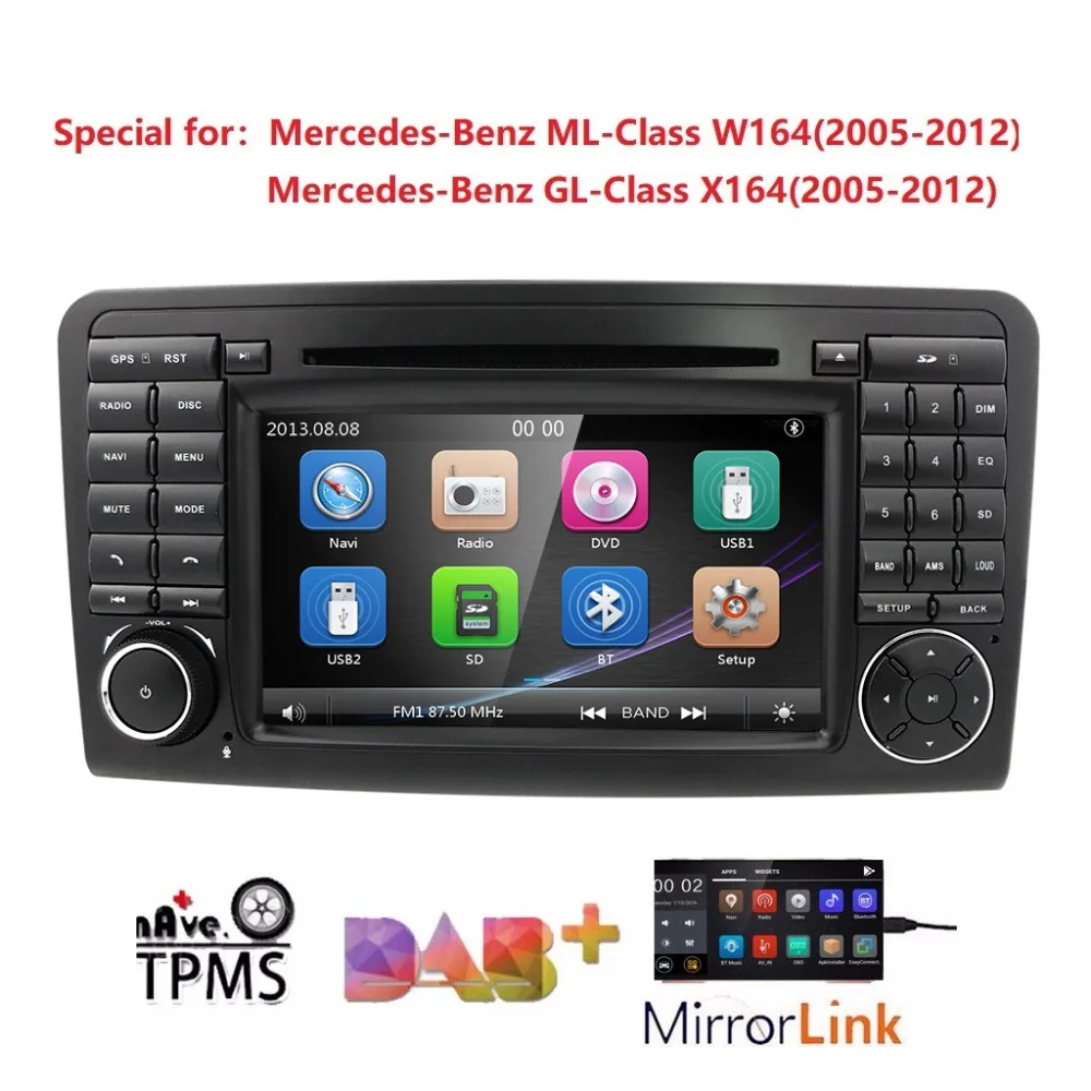 

2Din Car DVD Player For Mercedes Benz ML Class W164 GL350 X164 ML320 GPS Navigation Radio Stereo Bluetooth TV Function DAB+ SWC
