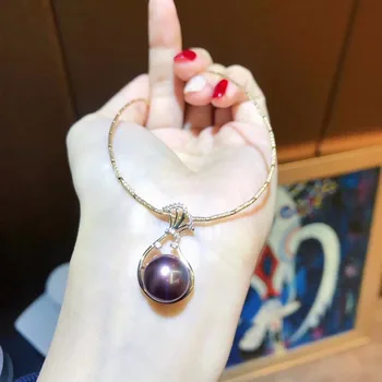 

Luxury genuine G18K Gold Accessories Fashion Pearl Pendant Settings Findings Pendant Mountings Women Accessories Female Jewwelry