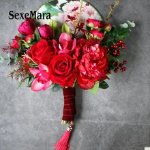 SexeMara невесты Шелковый Свадебный букет розы свадебный букет Свадебный букет de noiva