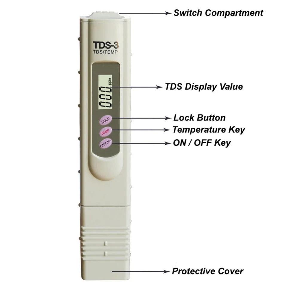 Booyah цифровой TDS3/TEMP/PPM Портативный ручка качество и чистота воды tds-тестер измерительный фильтр ЖК-дисплей темп ручка школа/Лаборатория