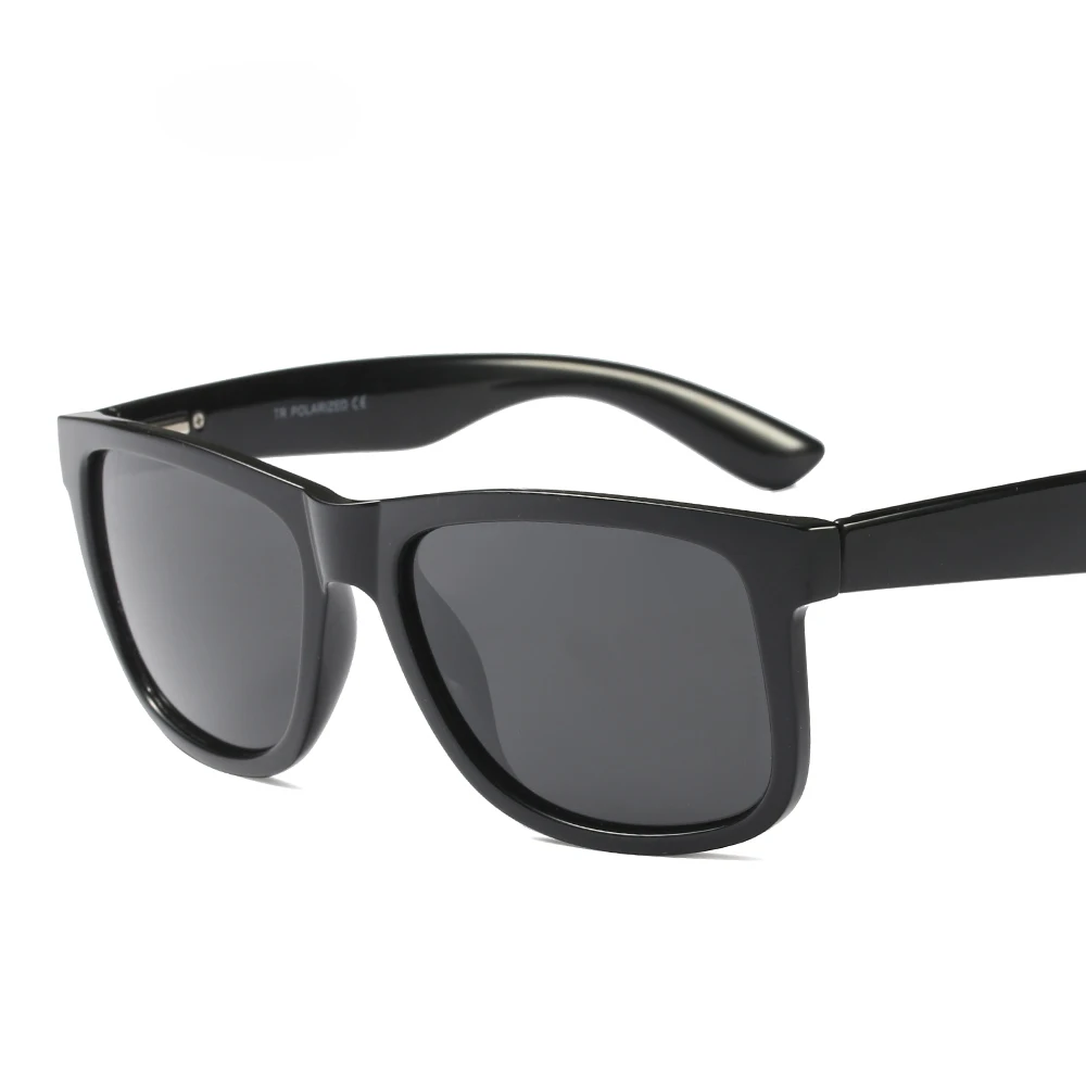 Ruosyling, классические поляризационные солнцезащитные очки, мужские, бренд UV 400, квадратная оправа, для вождения, Ретро стиль, мужские солнцезащитные очки, темные, матовые, черные очки - Цвет линз: Bright Black