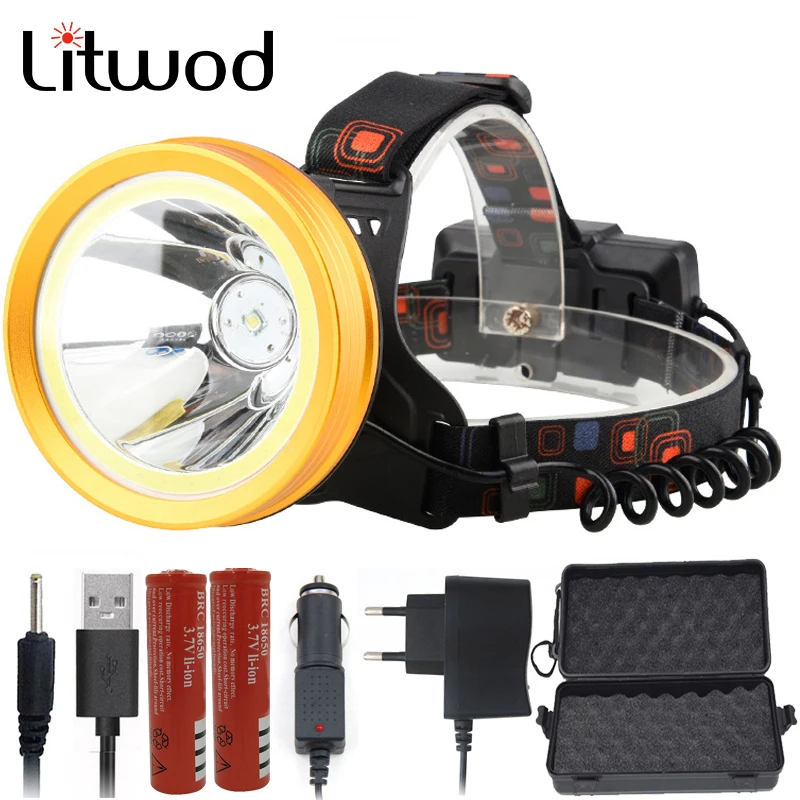 

Litwod Z20 136 & 9010 LED headlamp XM-L T6 & COB Aluminum cup 18650 Battery reflector Head Lamp Flashlight torch Powerful