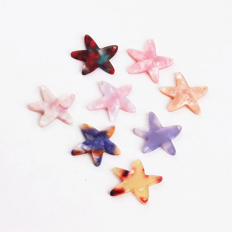 

50pcs 25*28mm Mixed Color Resin Material Starfish Charm acetic acid pendant For Earring DIY Wedding Handmade Jewelry Making
