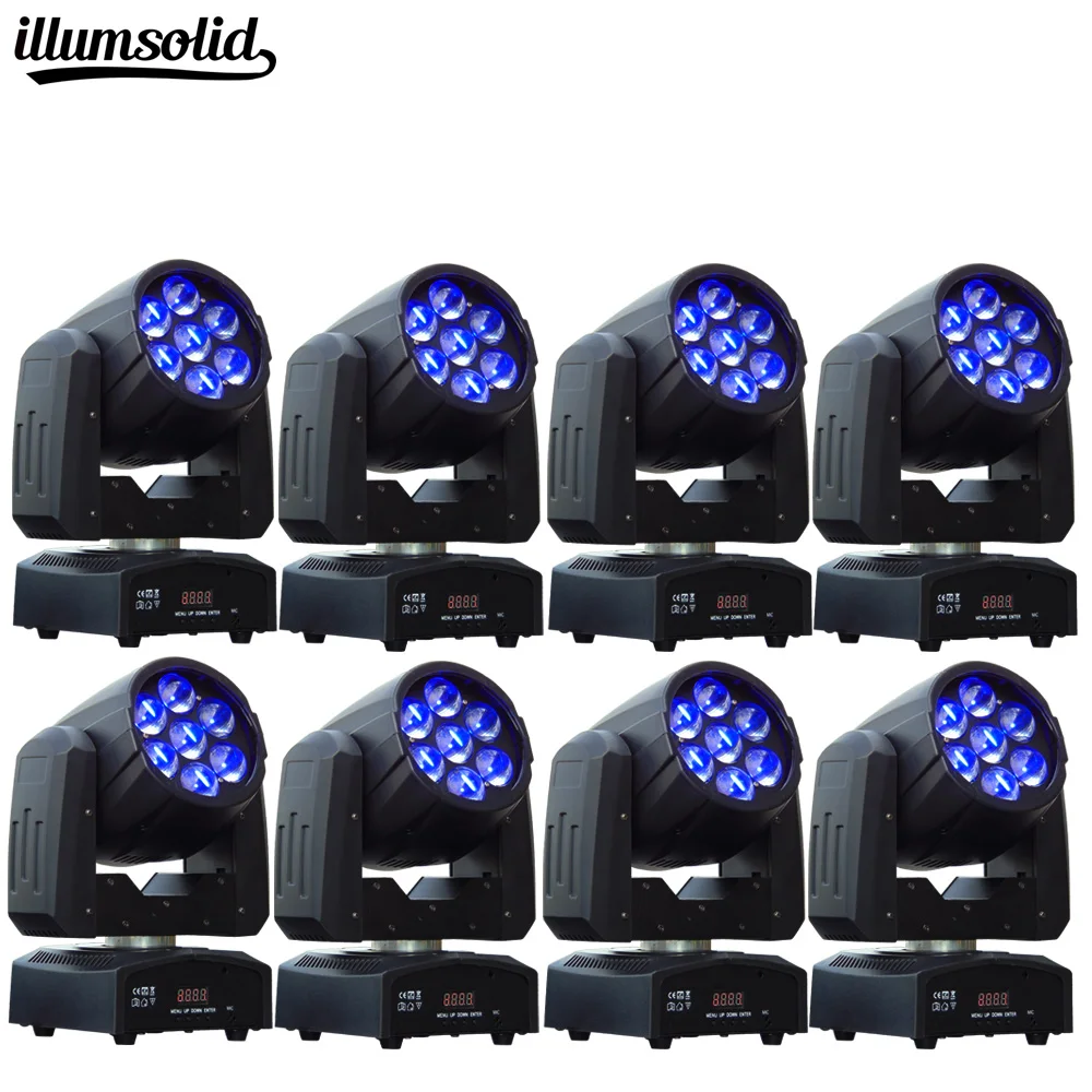 

8pcs/lot 7x12w RGBW Zoom led moving head Professional Disco DJ Club Wedding Birthday Christmas Party light