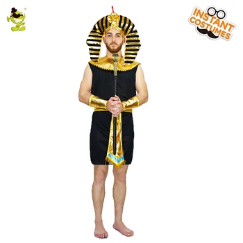 

Adult men Glod Egyptian pharaoh costume halloween party cosplay for carnival party Egyptian Pharaoh role play costumes