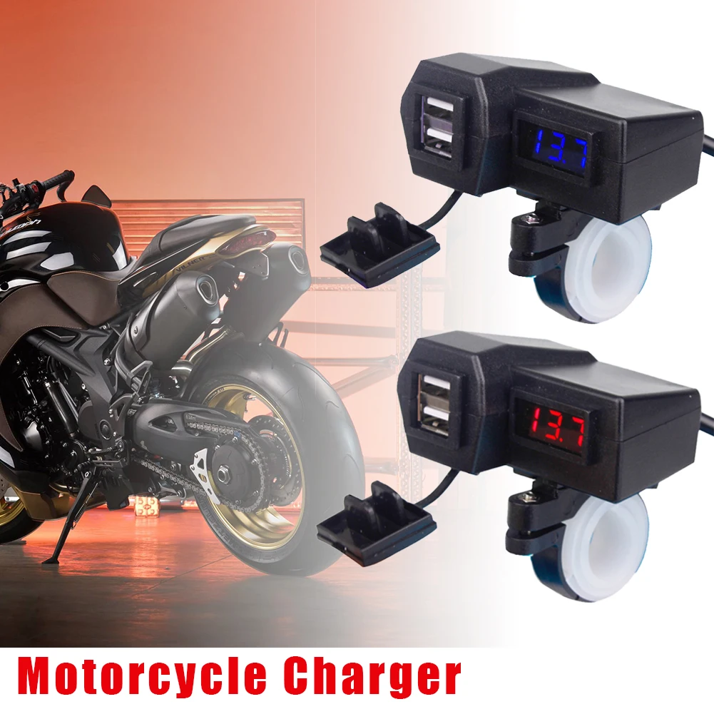 3.1A водонепроницаемый переключатель мотоцикла 2в1 двойной USB порт зарядное устройство и Красный Вольтметр с крышкой автомобильные аксессуары высокого качества