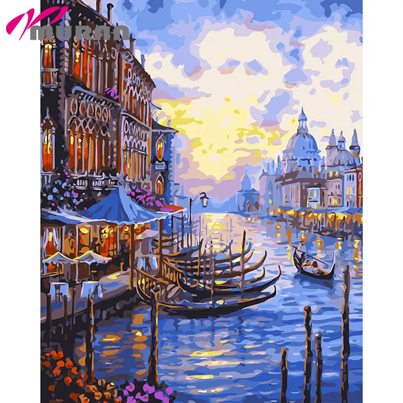 

MURAN Diy digital oil painting by numbers paint drawing coloring by number canvas hand painted modular picture wall decor Venice