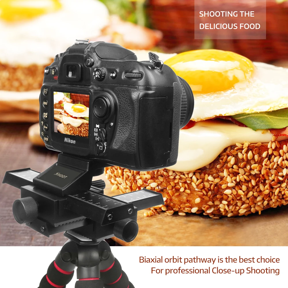 SHOOT 4 Way Macro Focusing Rail Slider for Canon Sony Nikon Pentax Macroshot Photography Tripod Head with Screw for DSLR Camera