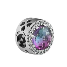 DIY подходит для браслетов Pandora Charms Сияющие сердечки бусины с цветными фианитами 925 пробы-серебро-ювелирные изделия